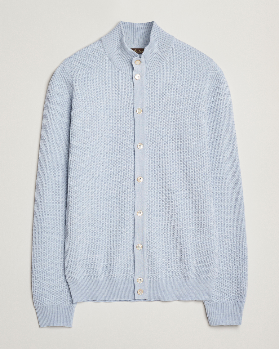 Stenströms Knitted Textured Merino Cardigan Light Blue
