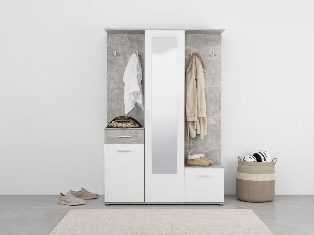 INOSIGN Kompaktgarderobe »Martin Flurgarderobe, Dielenschrank, Flurmöbel, Breite 134 cm« Schuhschrank, mit Spiegel, in modernen Farben, mit 10 Haken