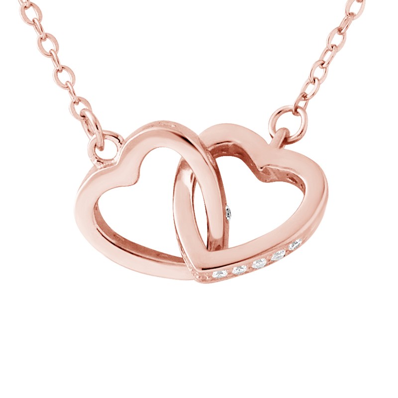 Collier COEUR - Oxydes de zirconium - Argent plaqué or rose