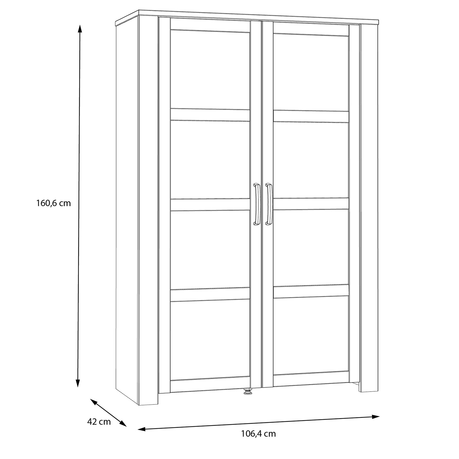 Highboardvitrine - Eiche grau - Riviera Eiche - 106 cm breit