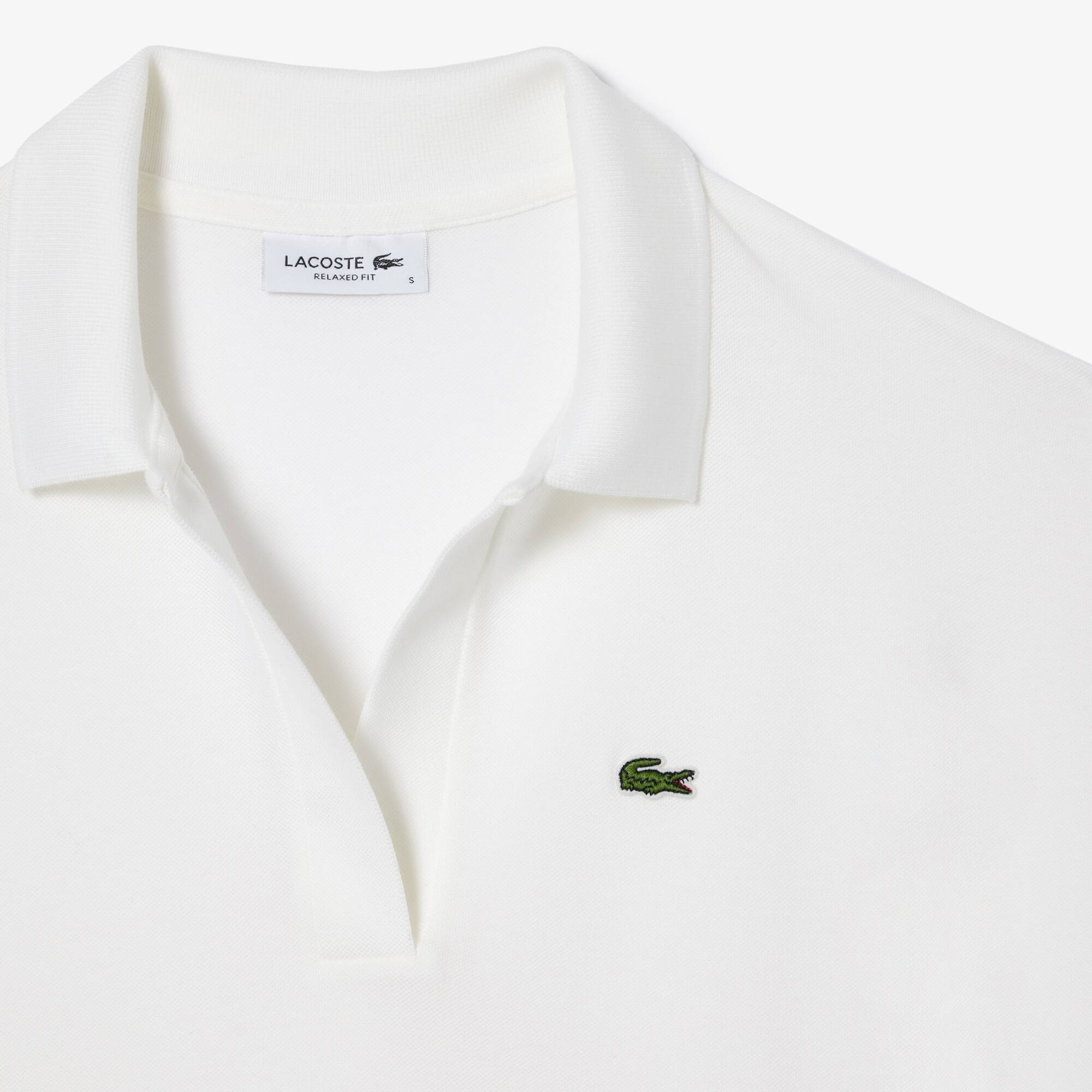 Loose Fit Damen LACOSTE Poloshirt aus geschmeidigem Piqué Kurze Ärmel - Weiss - Lacoste - Damen