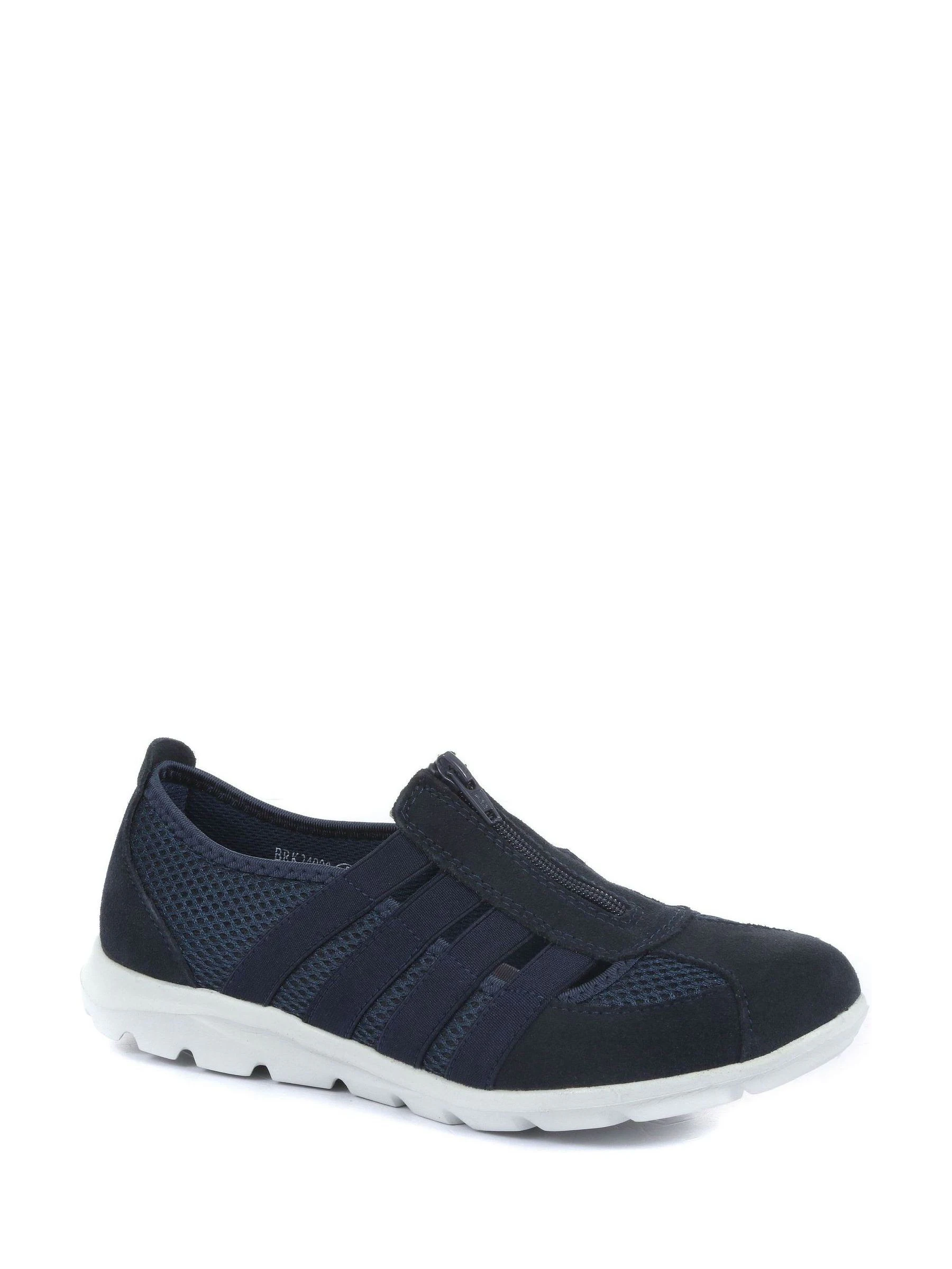 Blauw - Pavers Leather Ladies Wide Fit Casual Slip-On Shoes