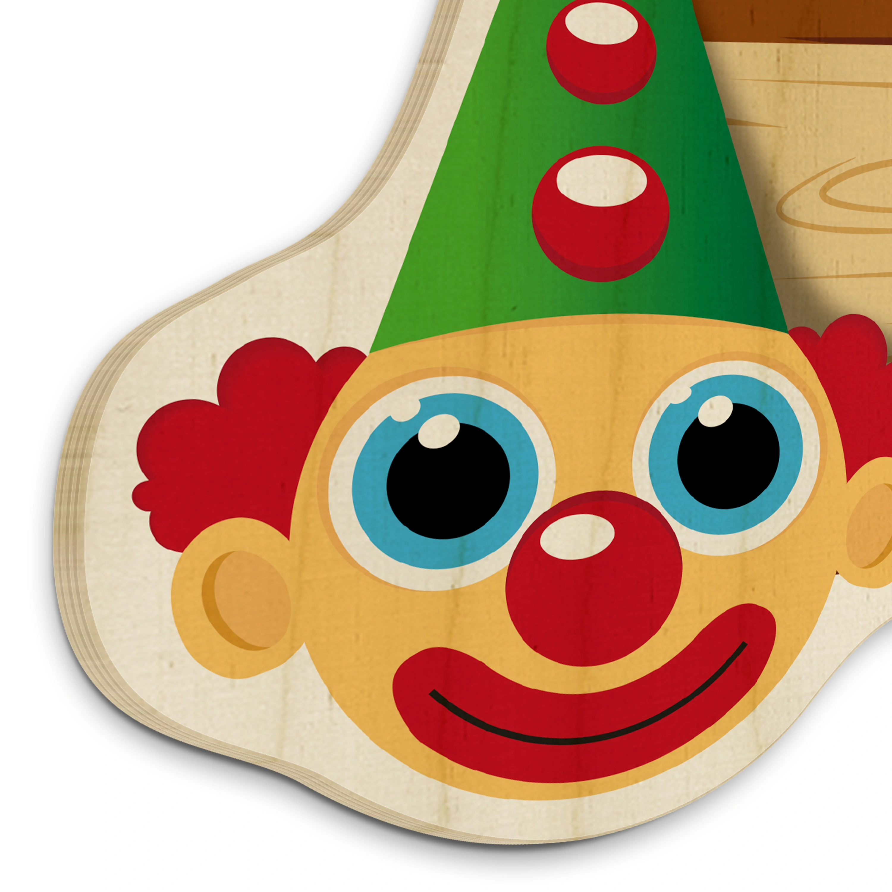Personalisiertes Holz-Türschild mit Namen (Motiv: Clown)