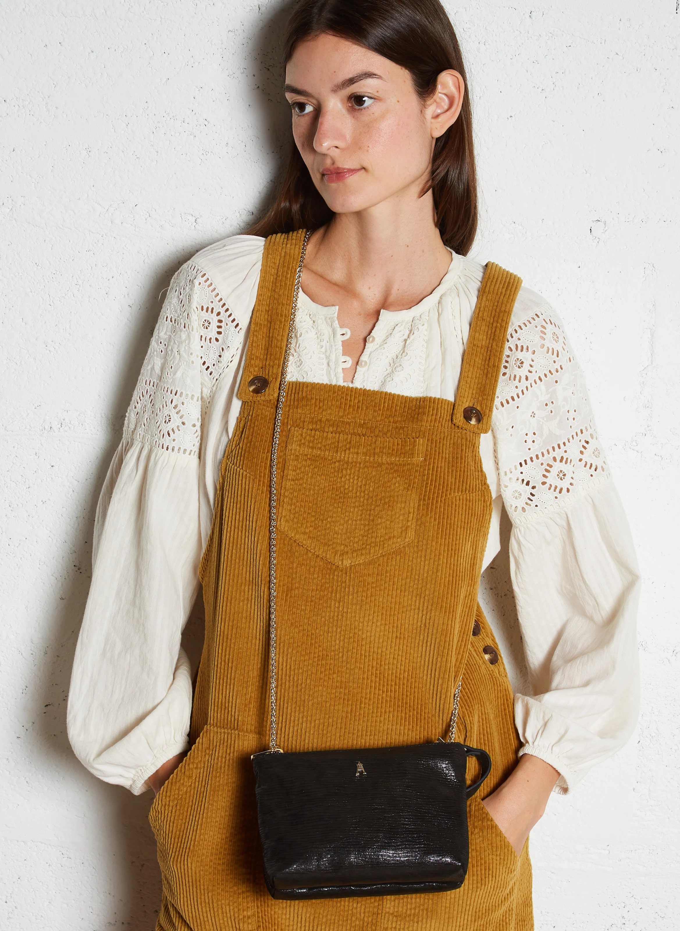 Duo - Sac bandoulière en cuir| Noir