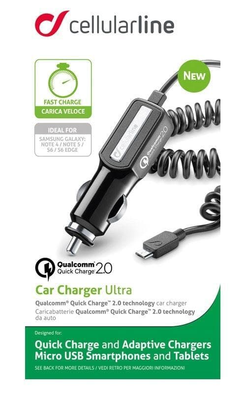 Cellularline Quick Charge Biloplader 12V-24 2 A til Micro USB