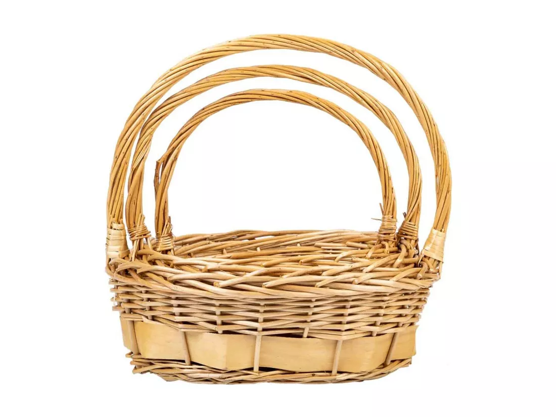 Ensemble de 3 paniers en osier avec poignées marron