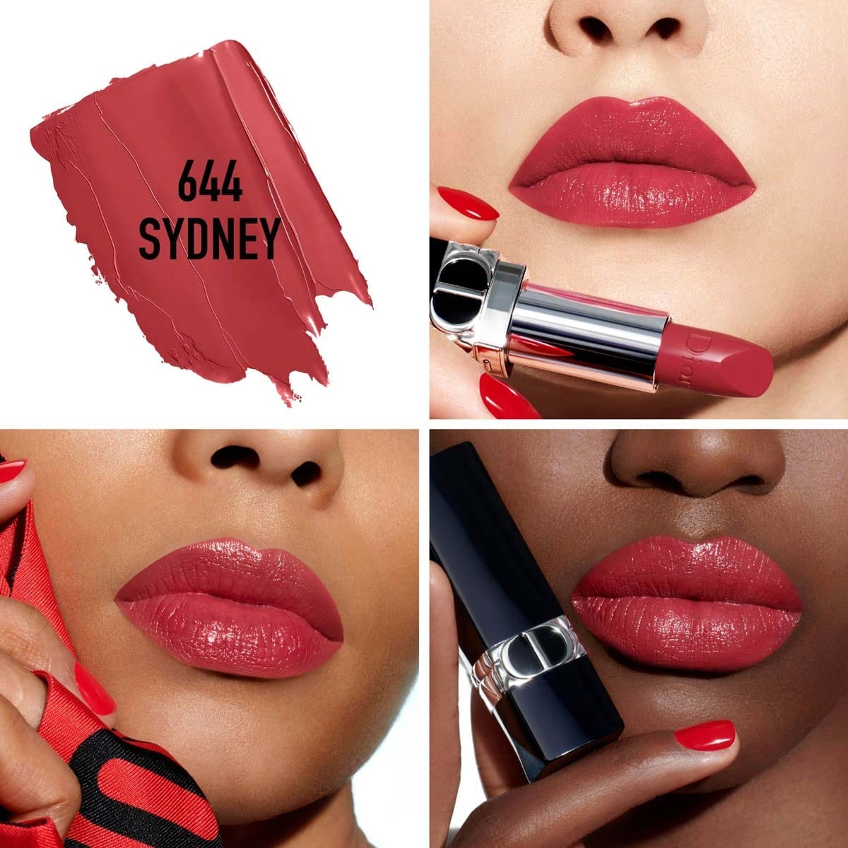 Rouge Dior Rouge Dior Rouge à Lèvres Rechargeable Couleur Couture, 4 finis : Satin, Mat, Métallique et Velours