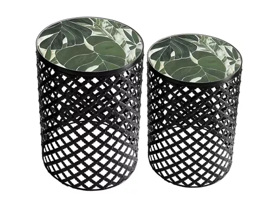 Ensemble de 2 supports en mosaïque et métal noirs