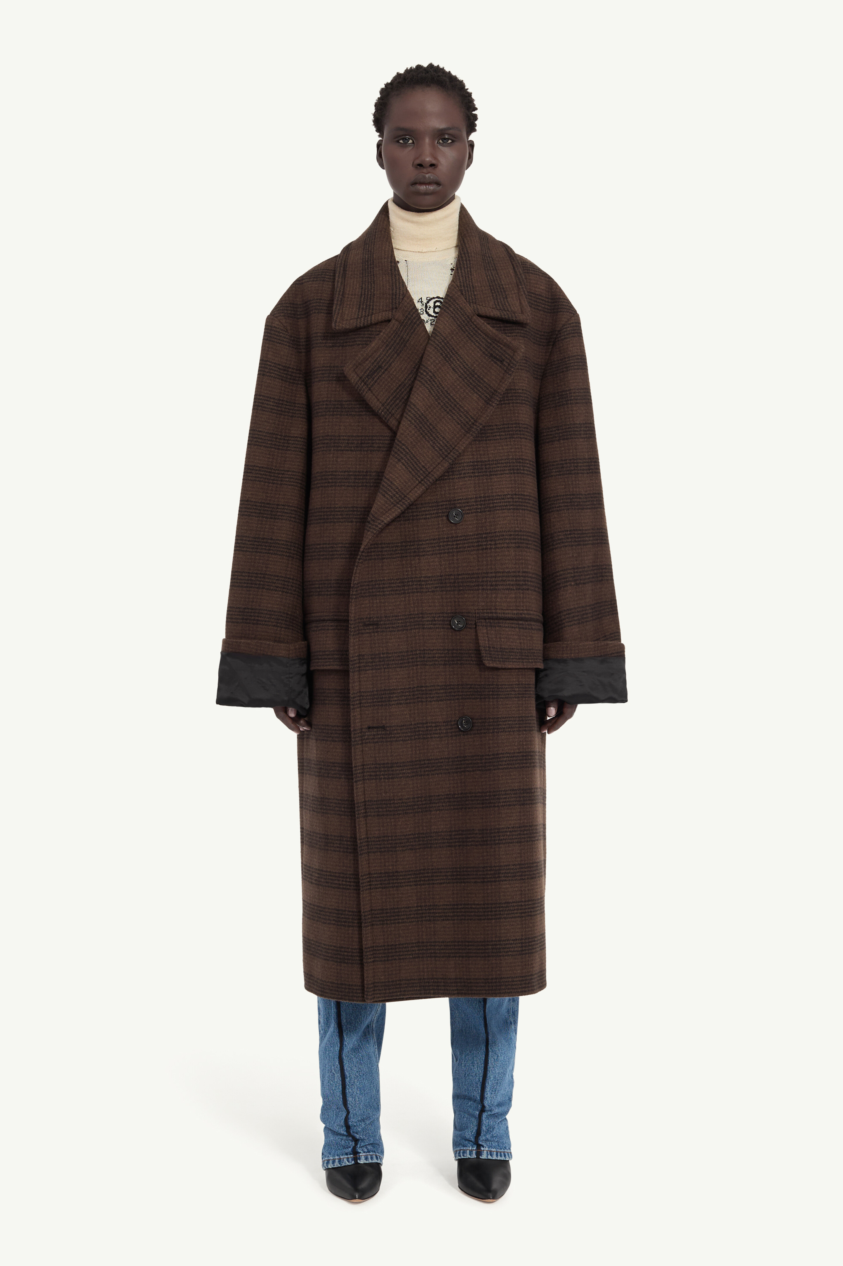 Manteau à carreaux en mélange de laine pour femme | MM6