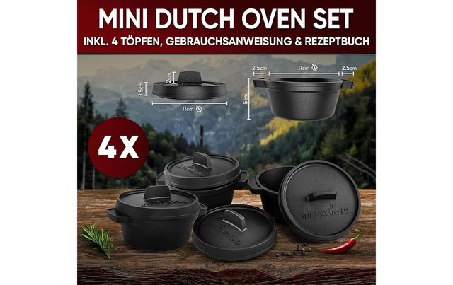 Grilltopf »Gusskoenig Mini Dutch Set 4 Töpfe« 8 Stk. tlg. Gusseisen