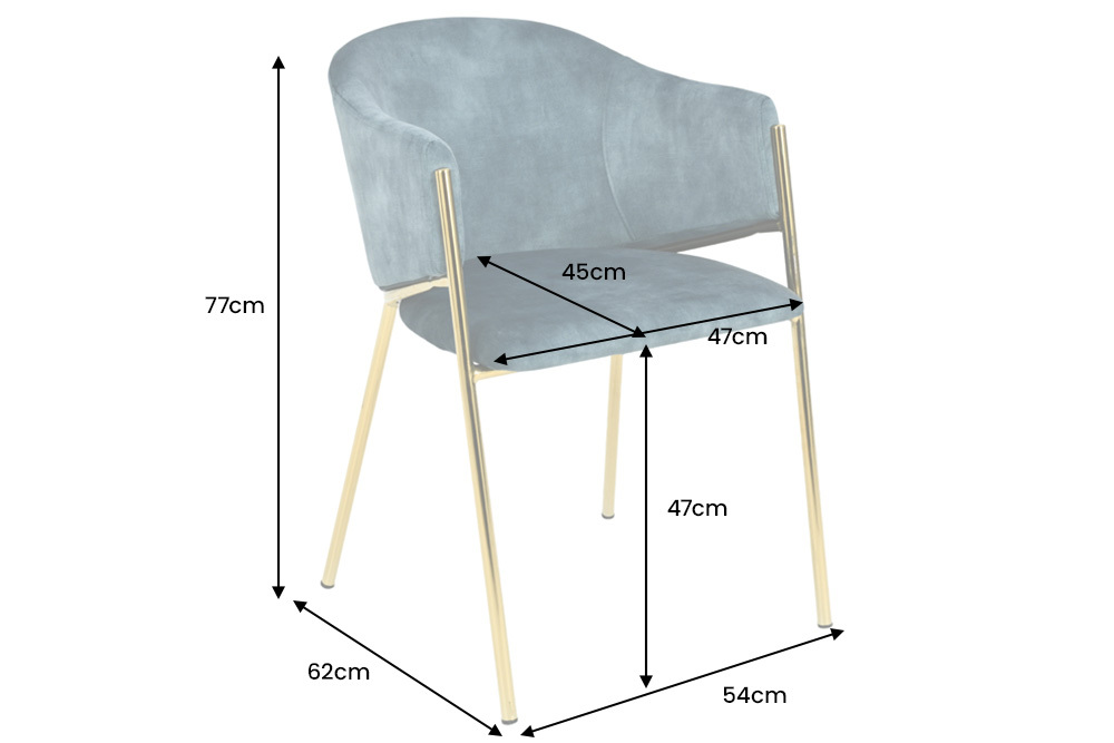 Design Stuhl NOBLESSE petrol Samt golden verchromtes Metallgestell