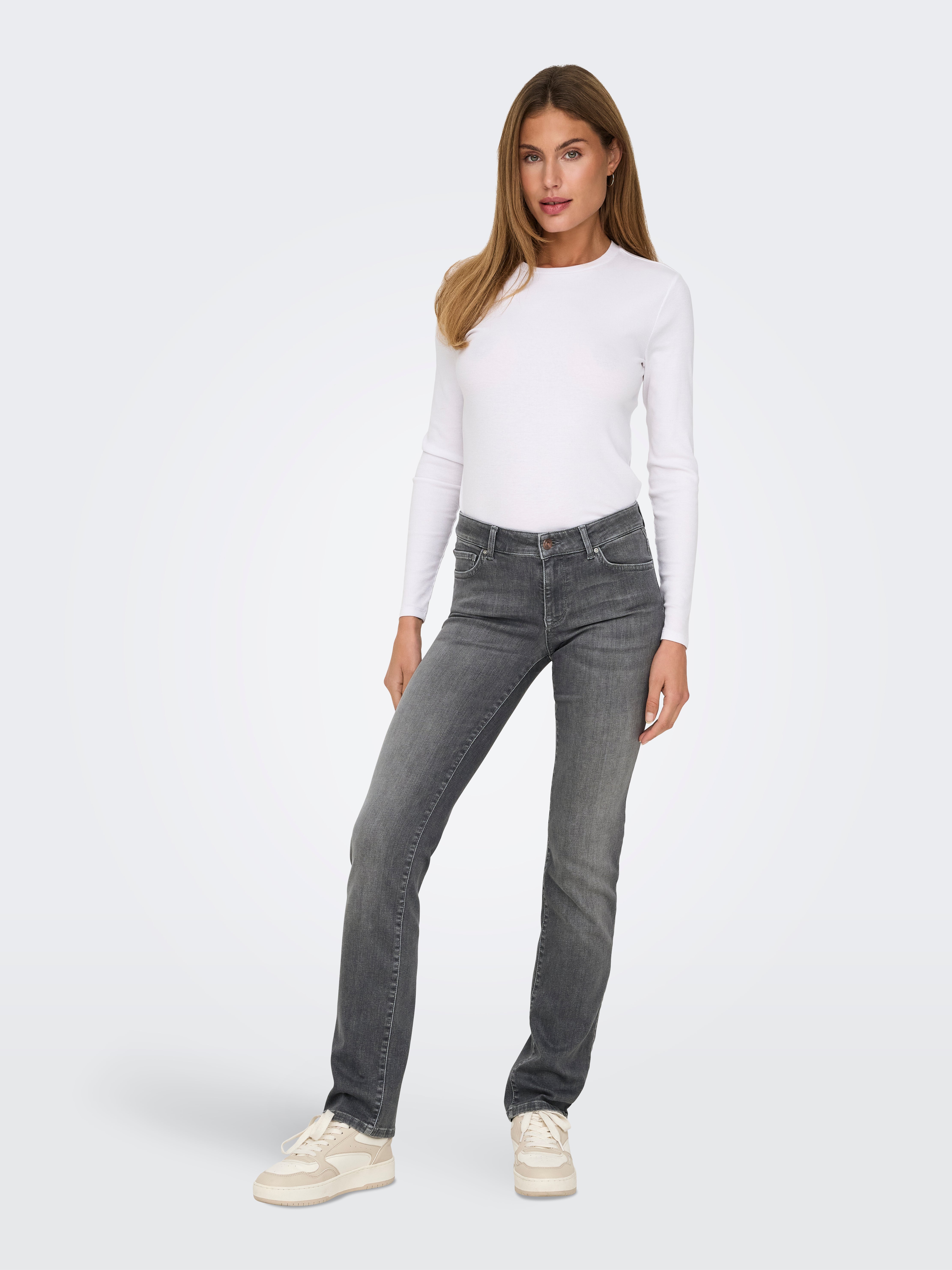 ONLALICIA Mittlere Taille Normal geschnitten Jeans Medium Grey Denim