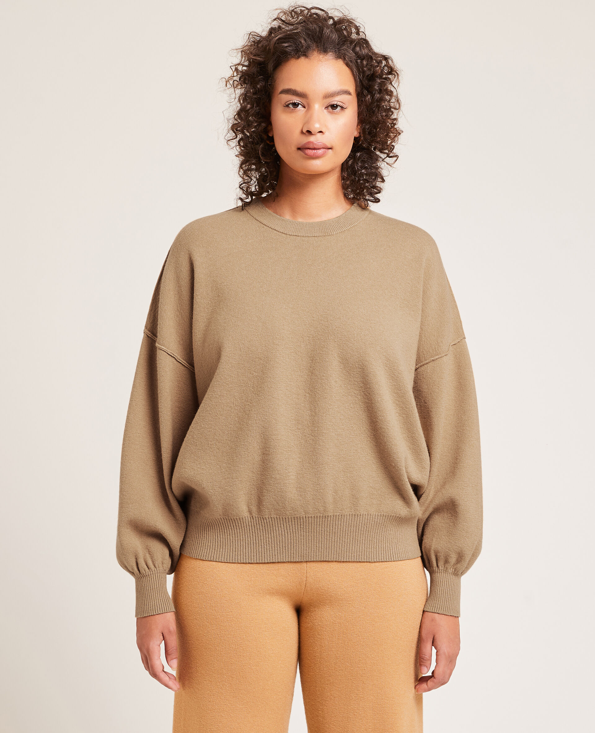 Pull large en maille - Marron