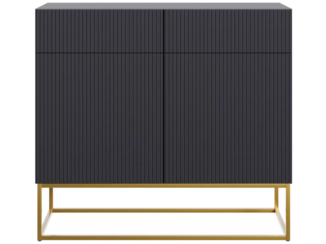 Commode à deux portes - 100 cm - avec deux tiroirs - noir - VELDIO