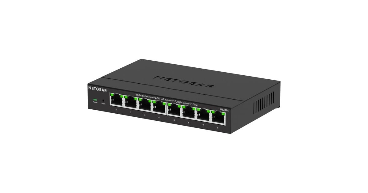 Netgear8-port 2.5G Multi-Gigbit  Ethernet Plus Switch (MS308E)  (Zwart, Unmanaged)