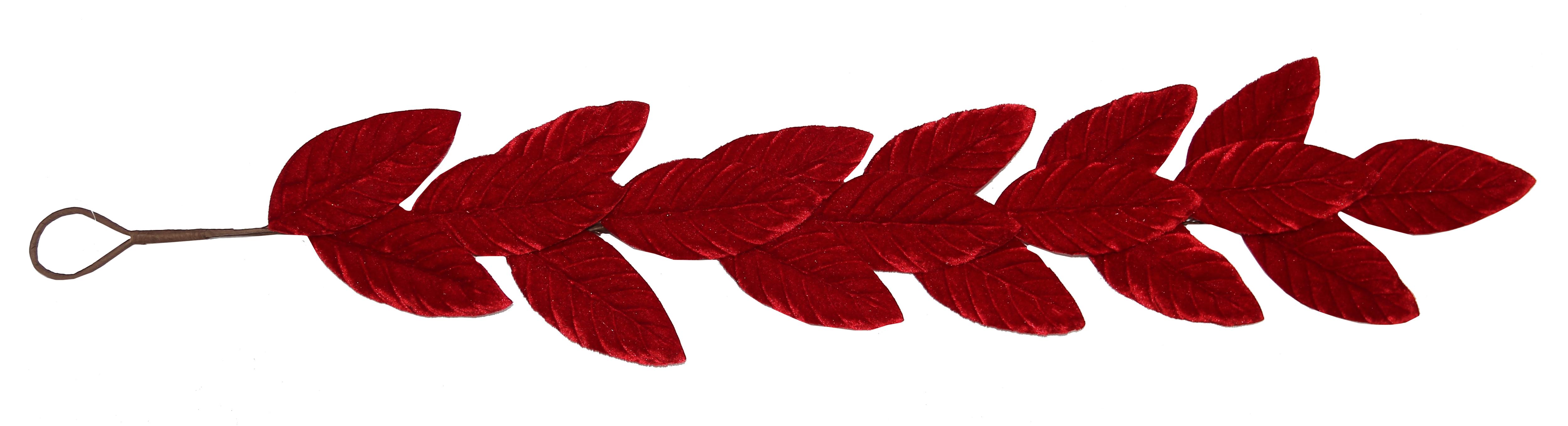 GUIRLANDE 18 FEUILLES VELOURS H.107CM ROUGE