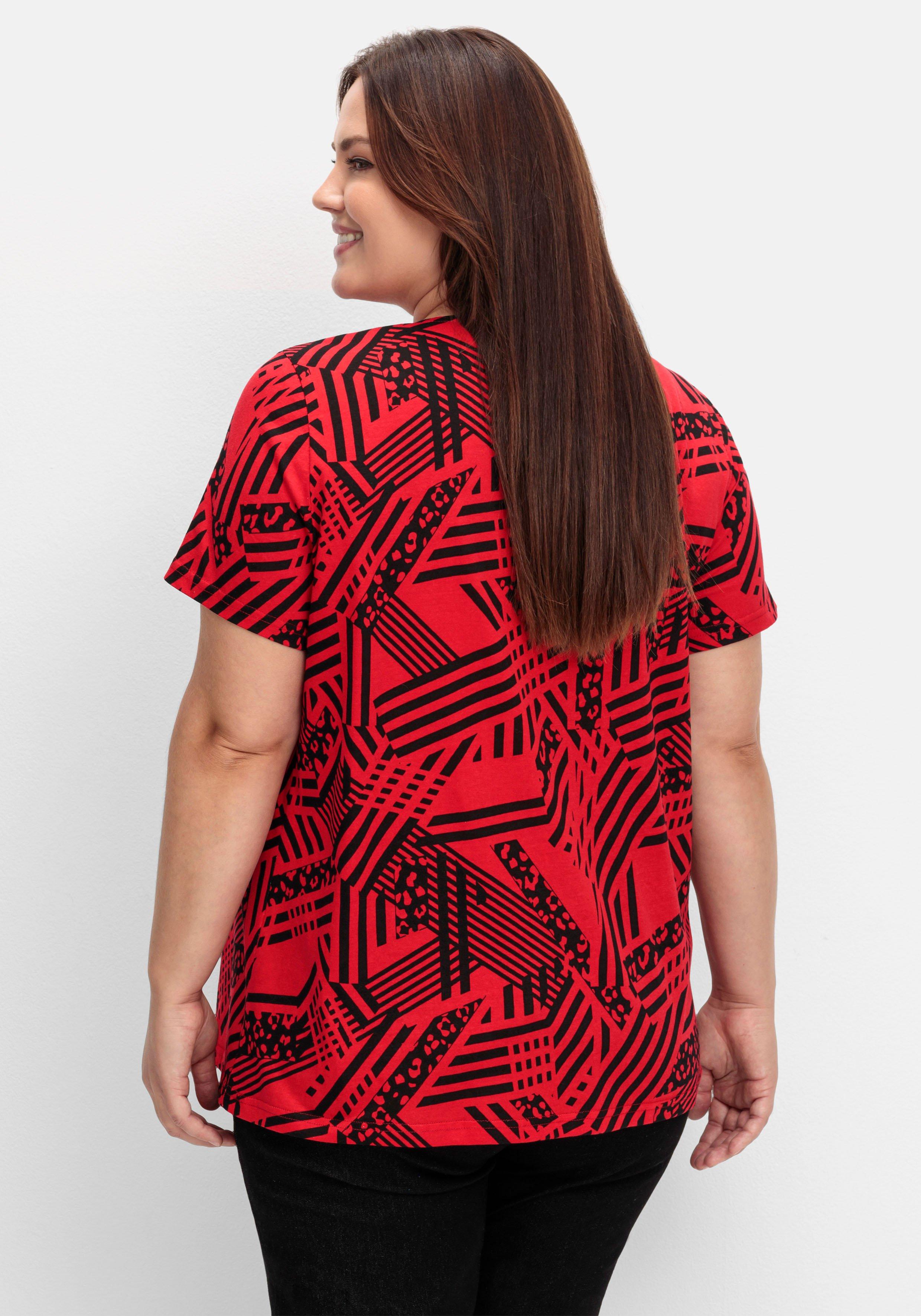 Longshirt in A-Linie, mit grafischem Muster