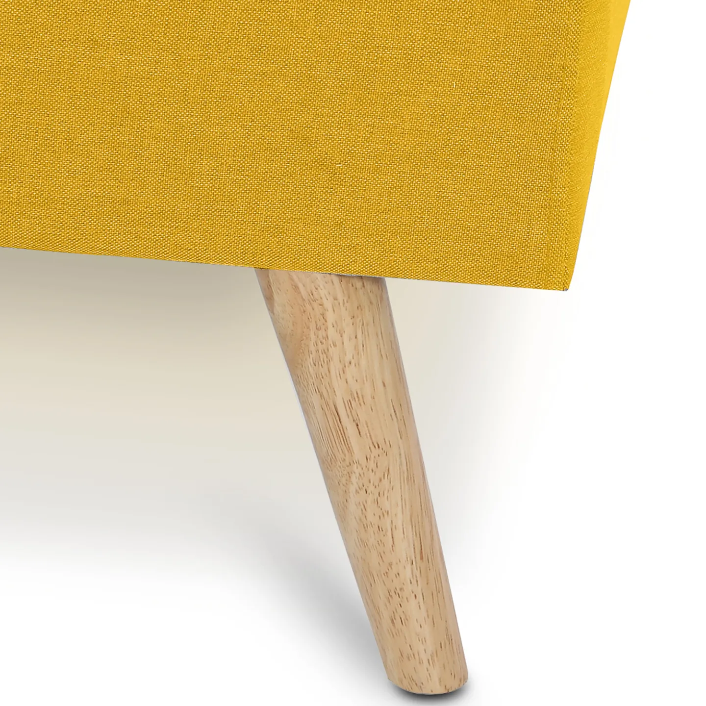 Lit double scandinave OSLO avec tête de lit et sommier 140 x 190 cm tissu jaune moutarde