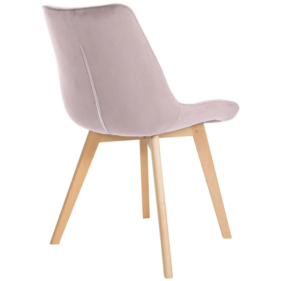 CLP Eetkamerstoel Brook natura Frame - Fluweel - roze