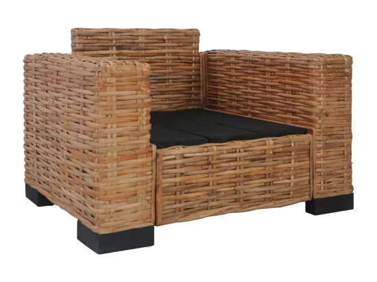 Fauteuil avec coussins Rotin naturel