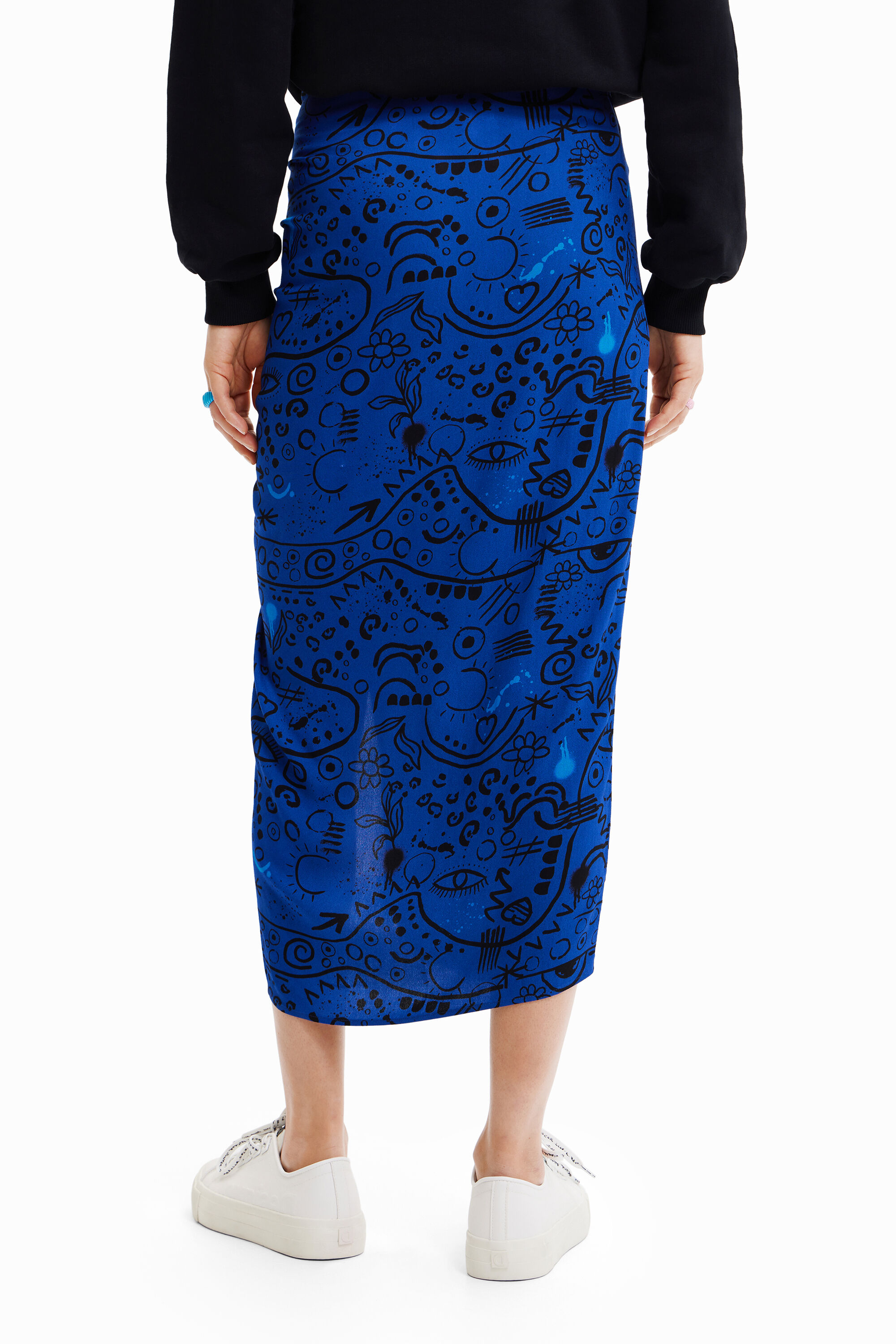 Falda midi slim abertura