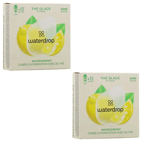 Pacote com 2 sachês de hidratação Waterdrop Summer Hydration Pack sabor chá gelado de limão