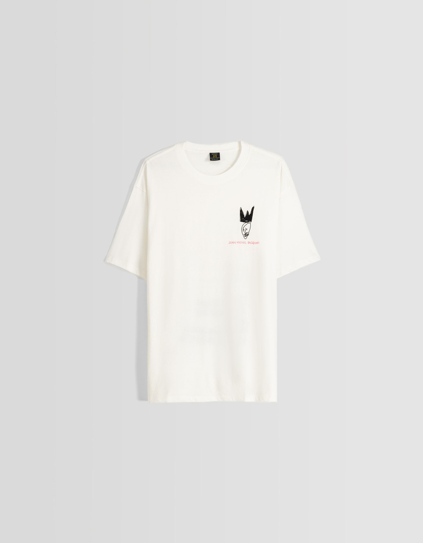 Camiseta Jean-Michel Basquiat de manga curta e corte reto