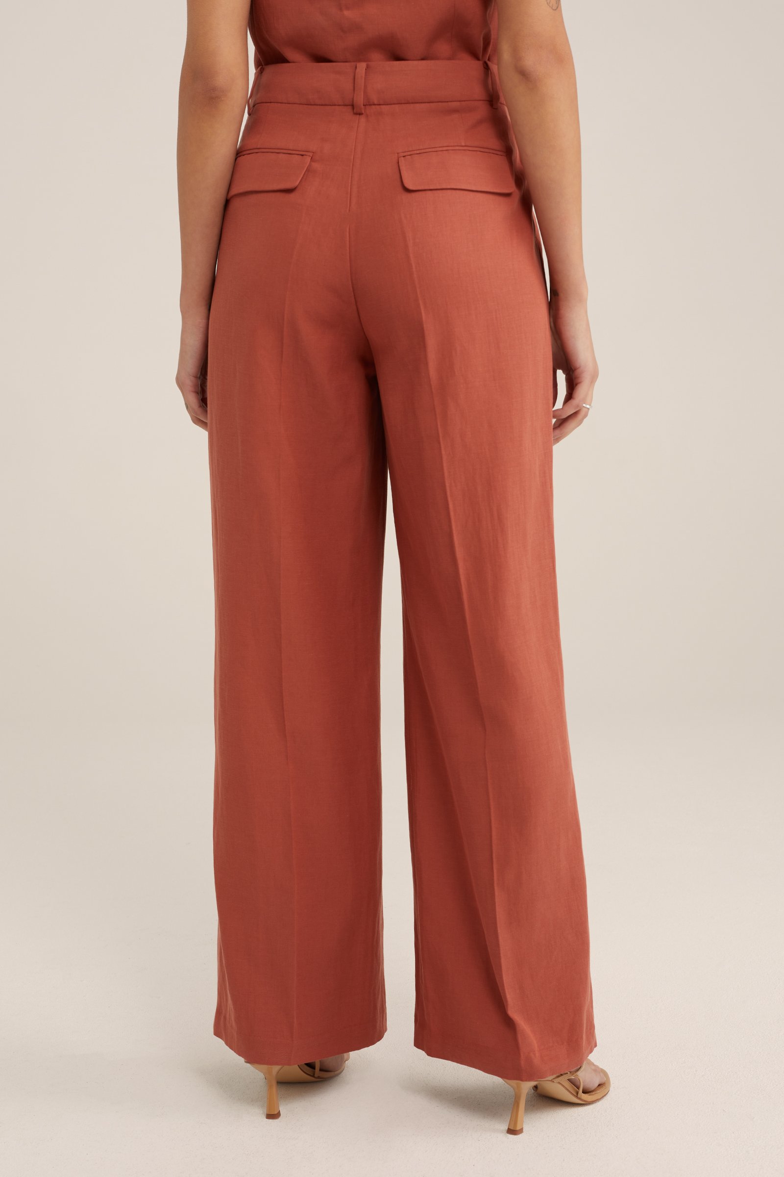 wide leg pantalon WE Studio Roestbruin