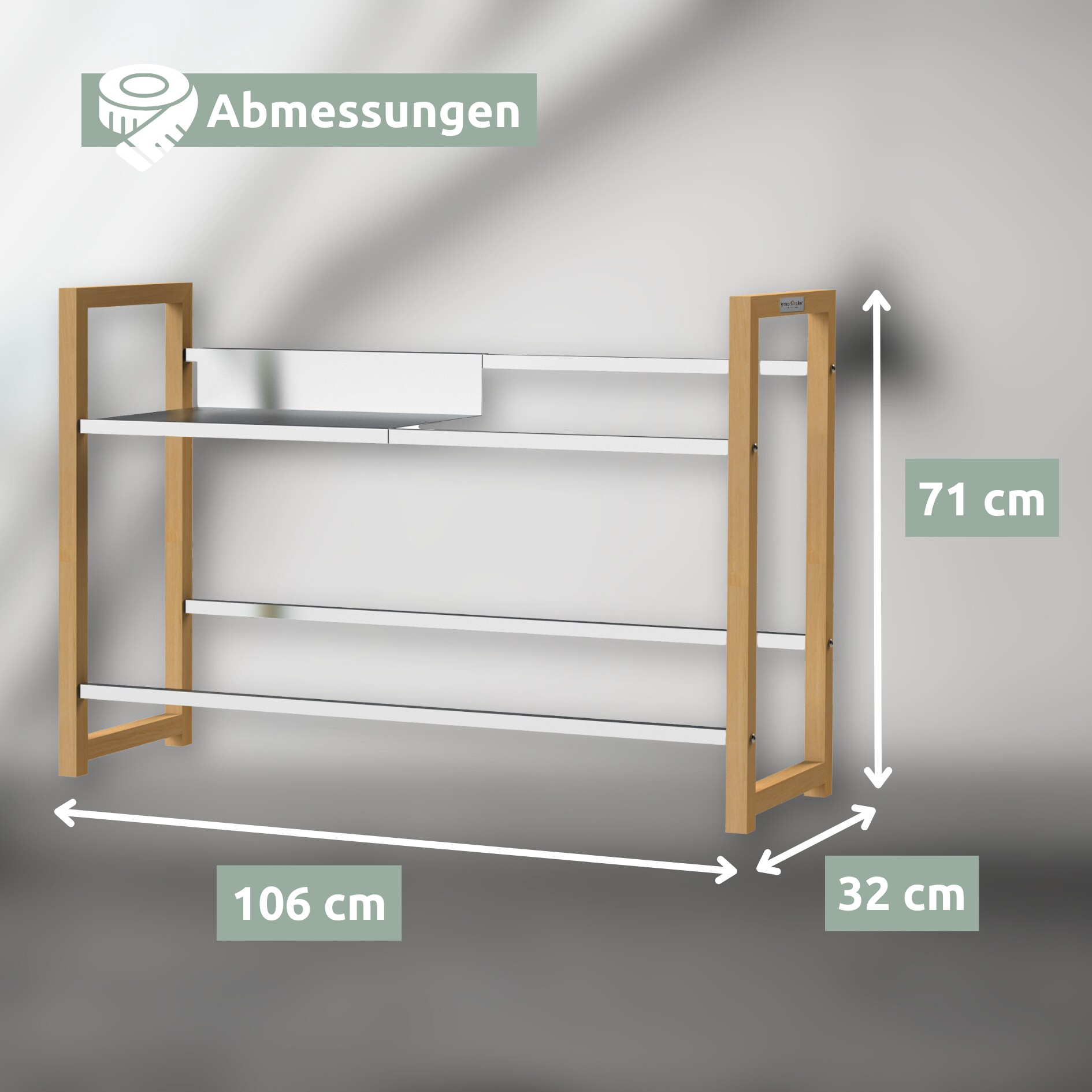 holz4home® Getränkekistenregal aus Holz inkl. Ablage I Silber | 2 Kisten