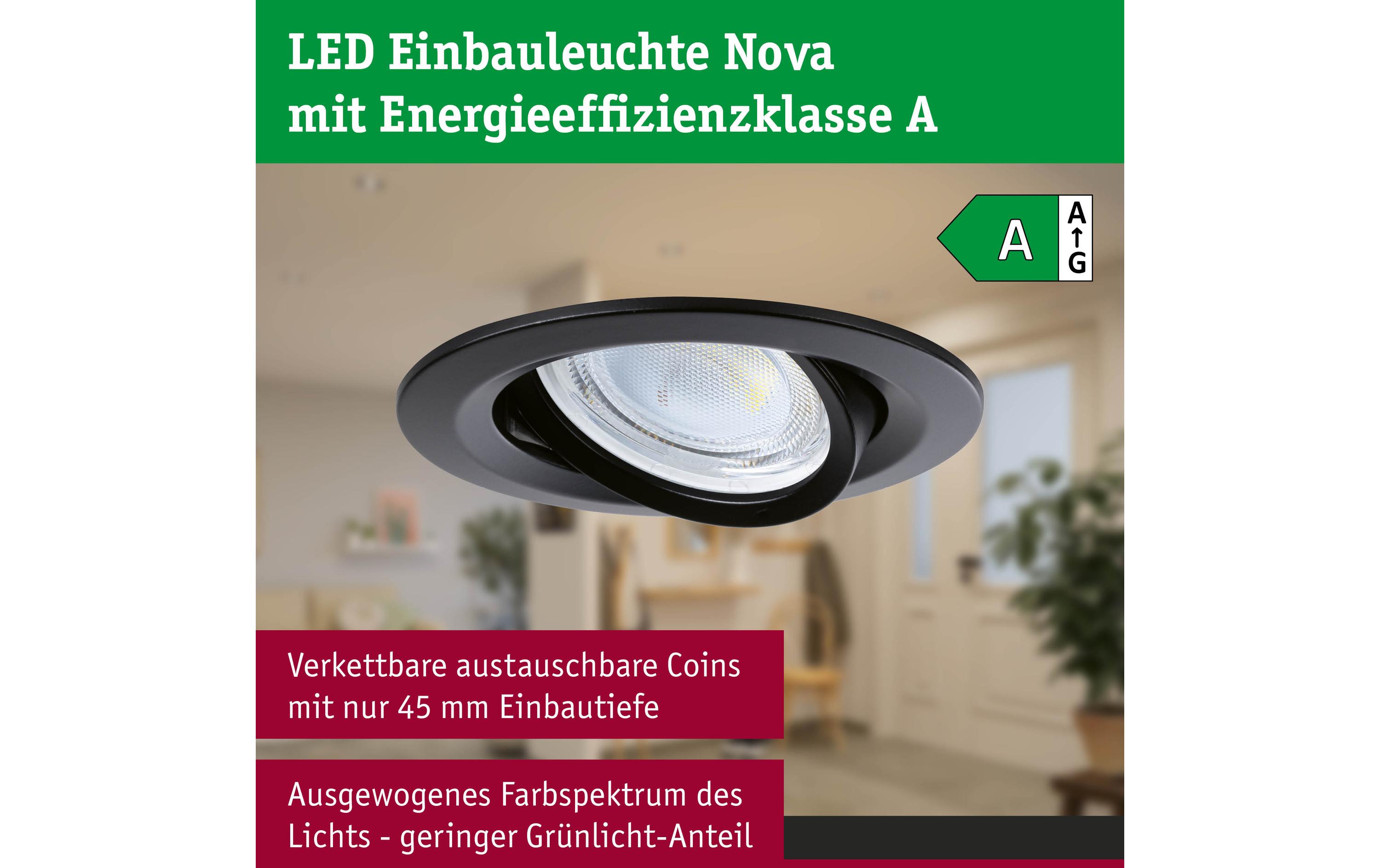 Einbauleuchte LED Nova Plus 3-Set SchwarzRunde Einbauleuchte