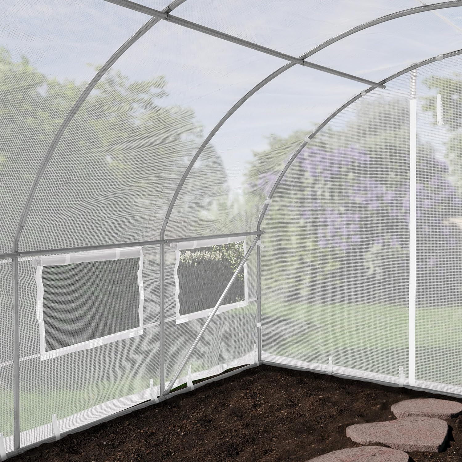 TOOLPORT Foliengewächshaus Gewächshaus 4x8m stabil & langlebig mit Fenster - reißfeste PE Plane 180g/m² weiß transparent