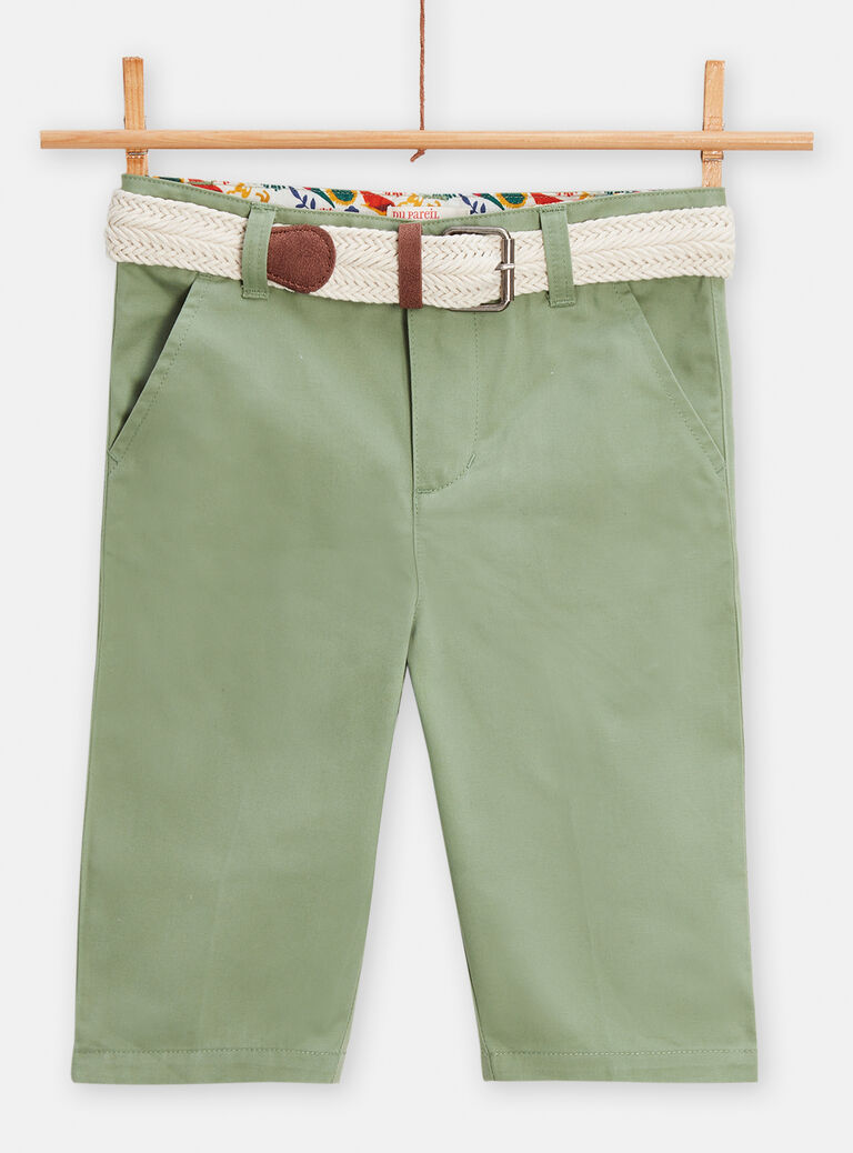 Bermuda kaki clair avec ceinture tressée pour garçon