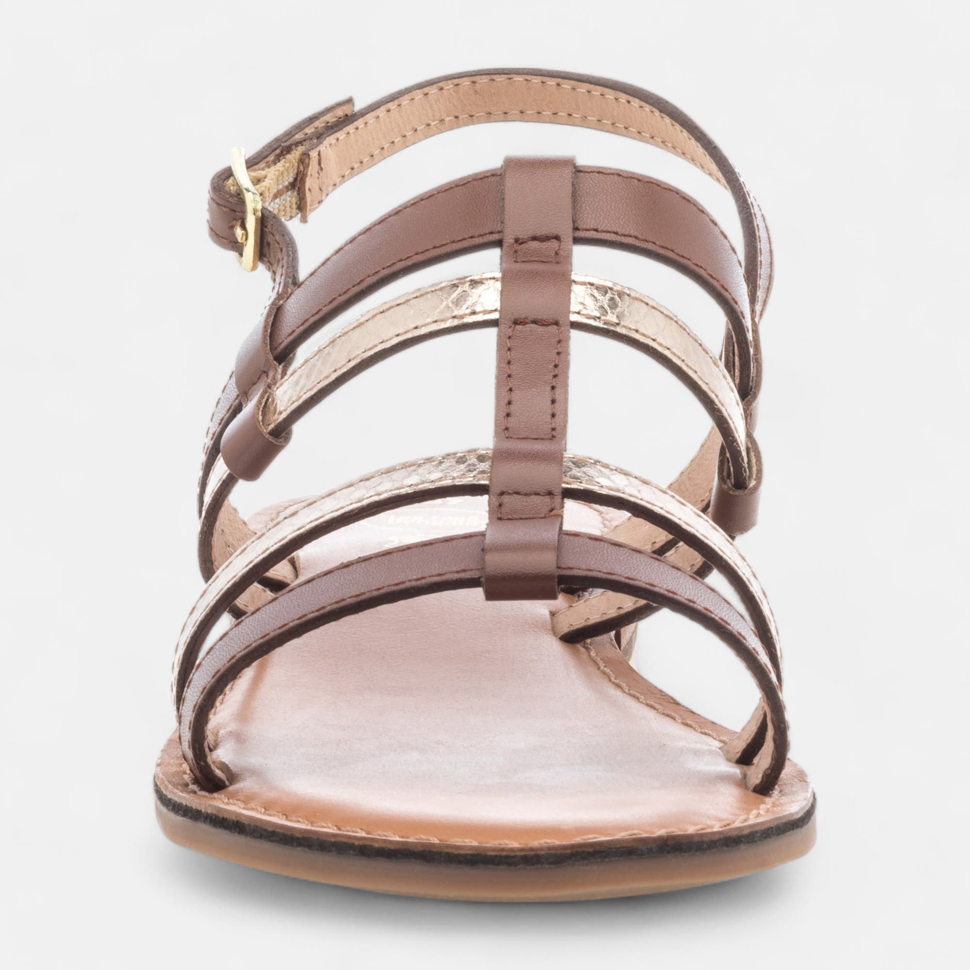 Nu-pieds Femme en cuir cognac