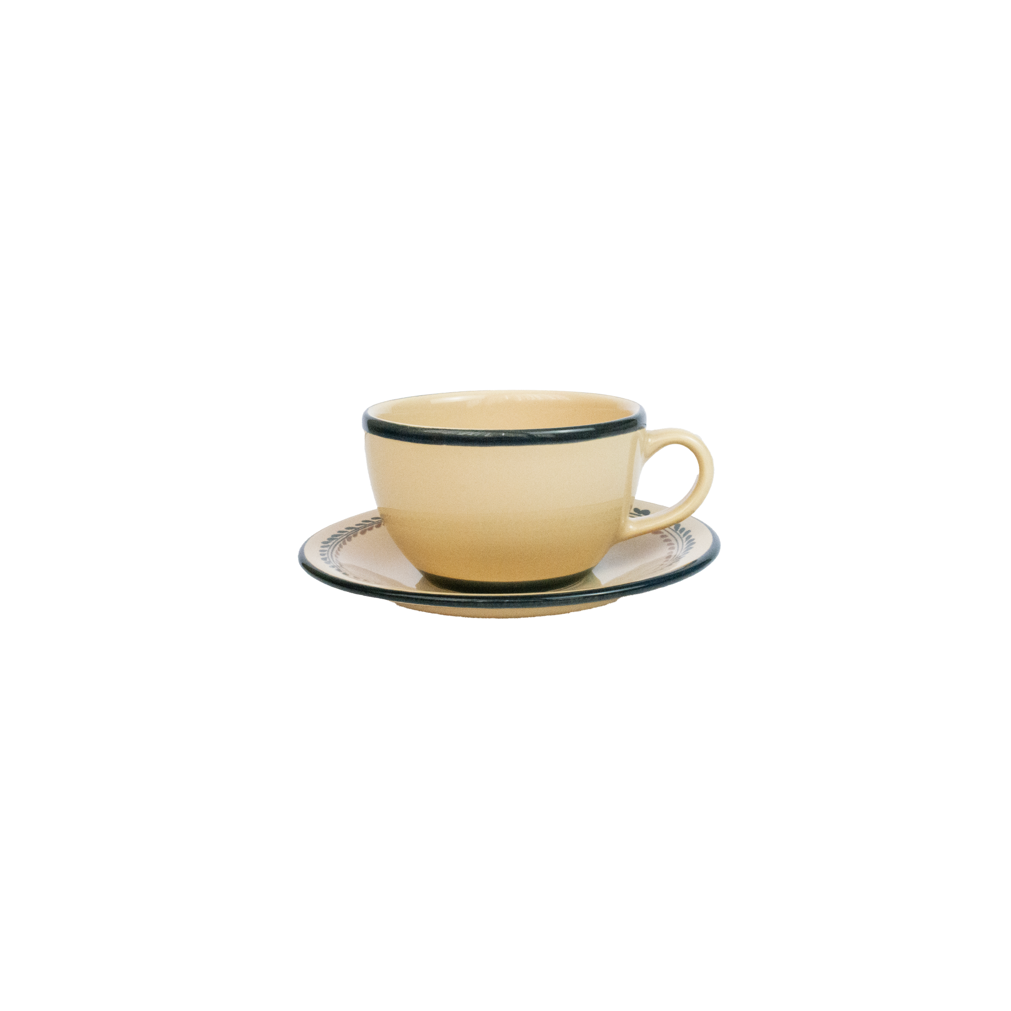 Tasse et assiette à thé en céramique « Ramas Crema » (lot de 4)