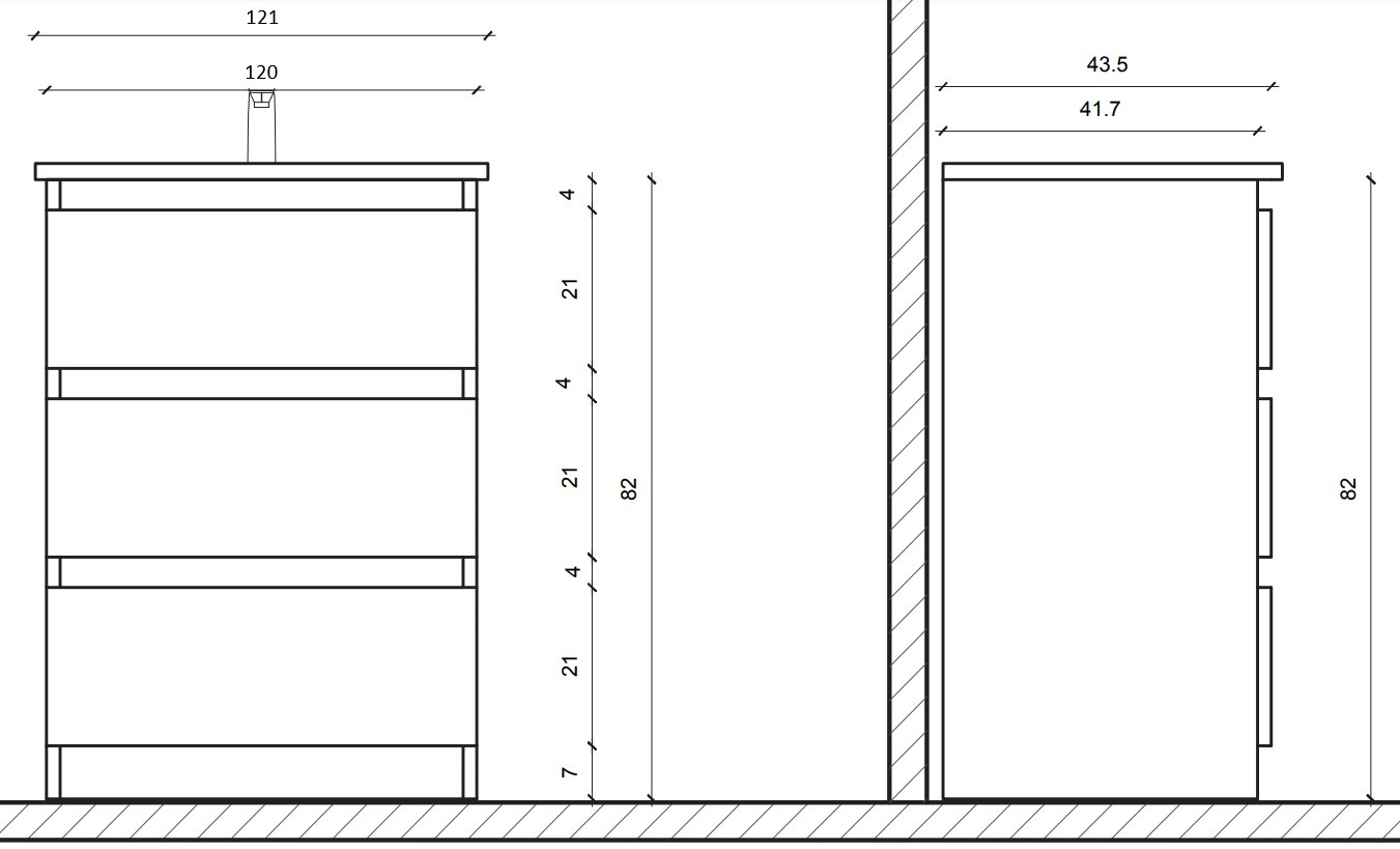 Sanigoods Rocky staande onderkast met 120cm zwart