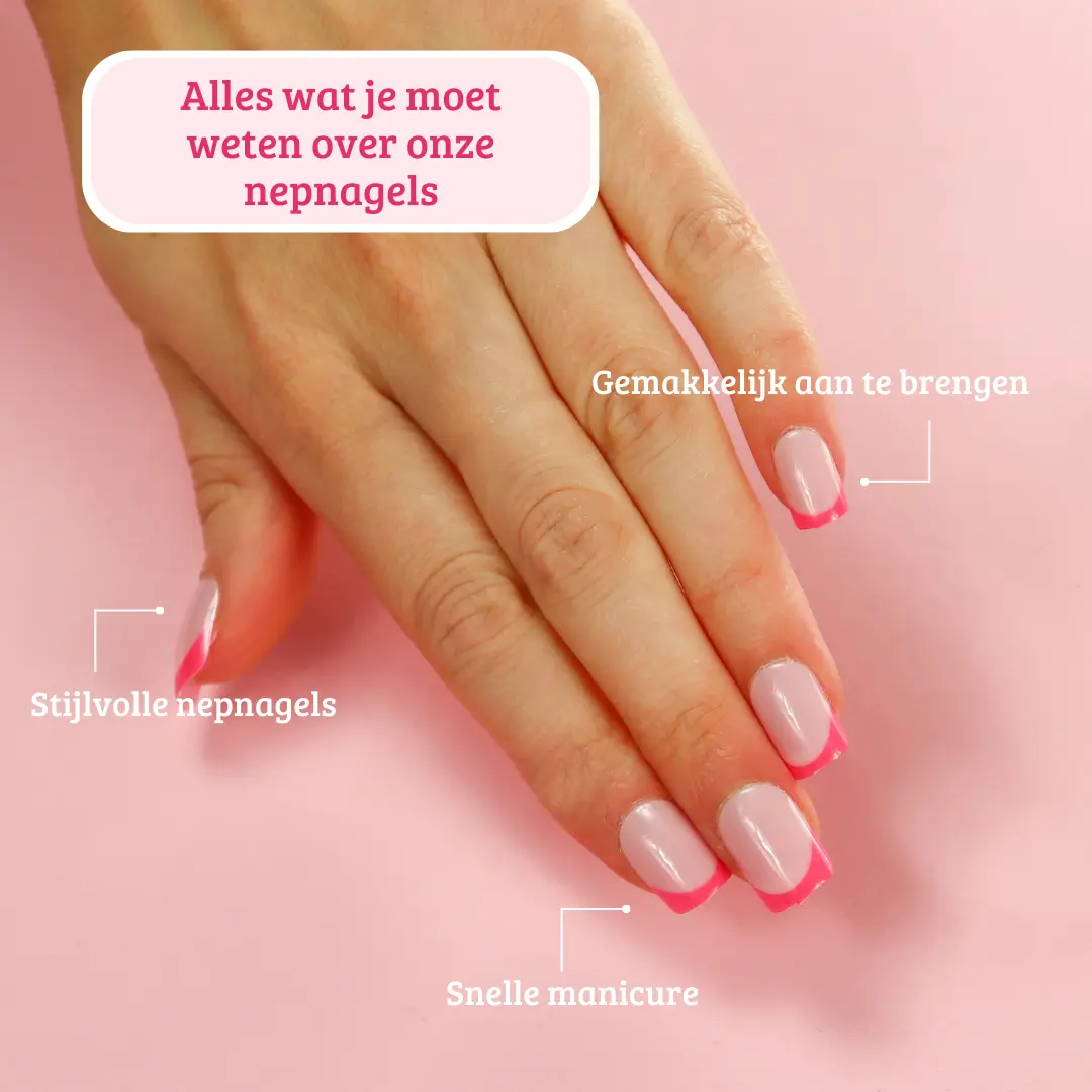Press On French Nails Hot Pink / Pink