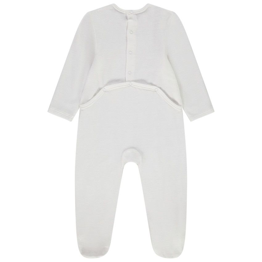Dors-bien en velours print fantaisie pour bébé garçon - Ecru