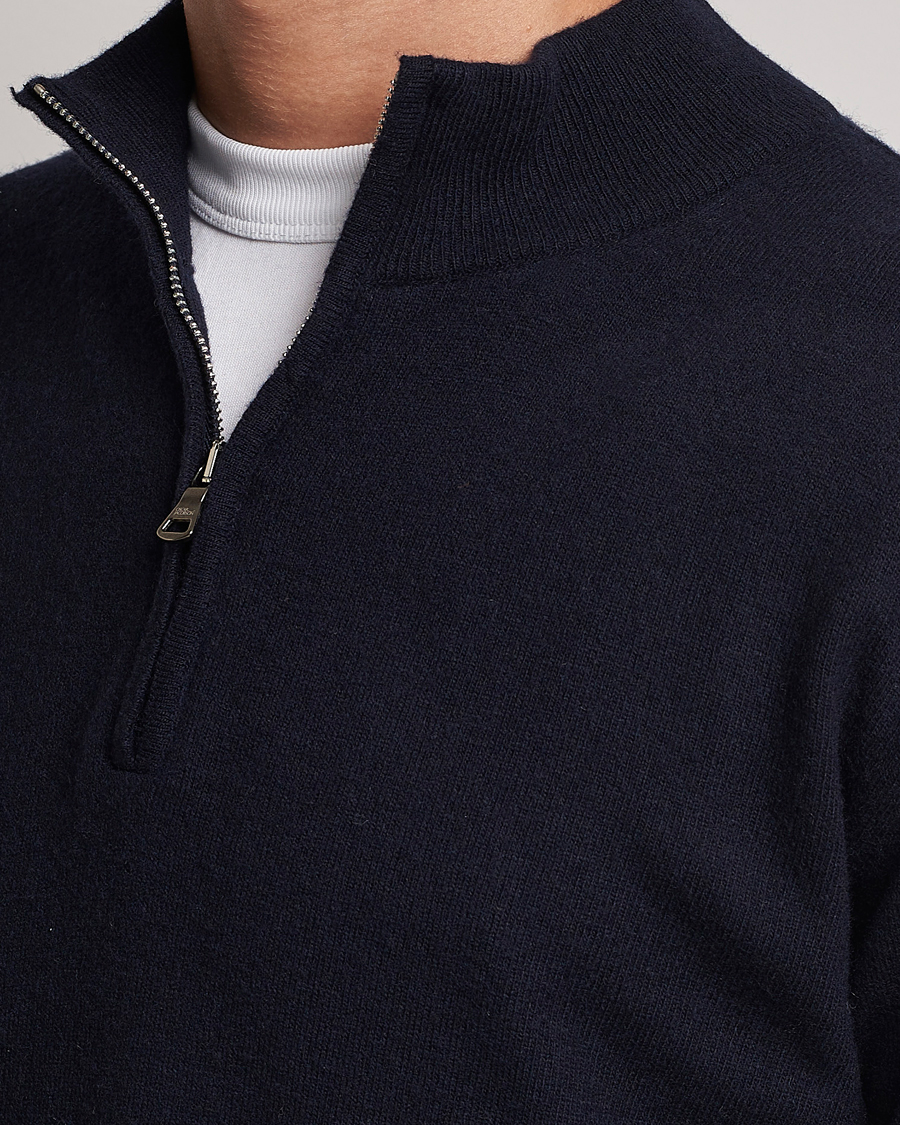 Oscar Jacobson Patton Wool Half-Zip Navy
