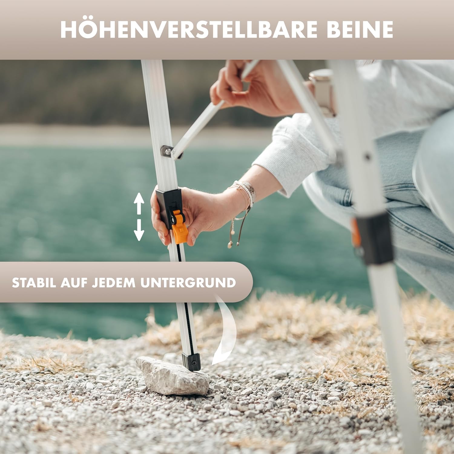 NATURBUMMLER Campingtisch klappbar [Solid Litec+] ultraleichter & höhenverstellbarer Klapptisch mit Tragetasche – faltbar & rostfrei aus Aluminium (XL) für Outdoor Camping Angeln
