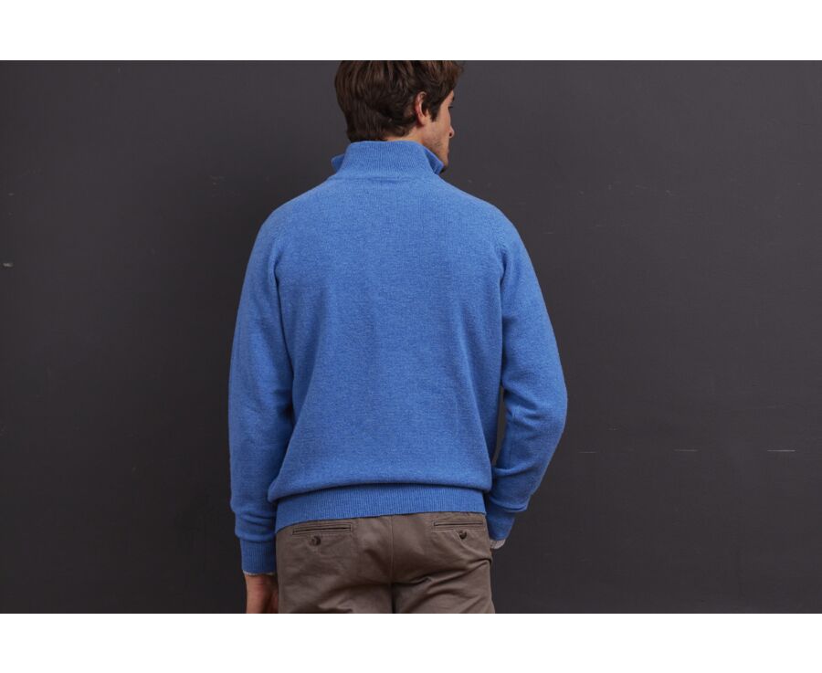 Pull homme laine col zippé Bleu mer - KENNETH