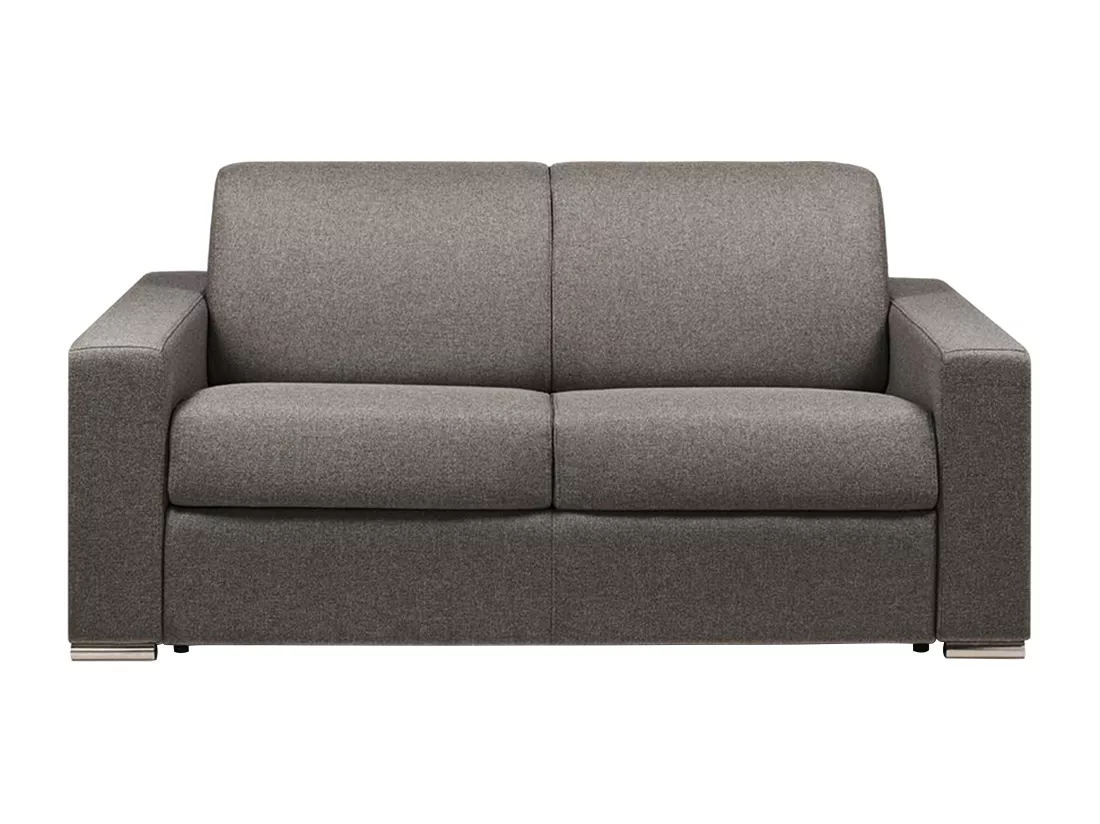 Canapé 2 places convertible express en tissu anthracite - Couchage lattes larges 120 cm - Matelas 18 cm CALITO