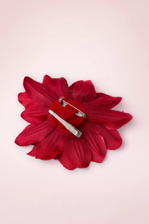 ZaZoo Bloemenhaarclip en broche in rood