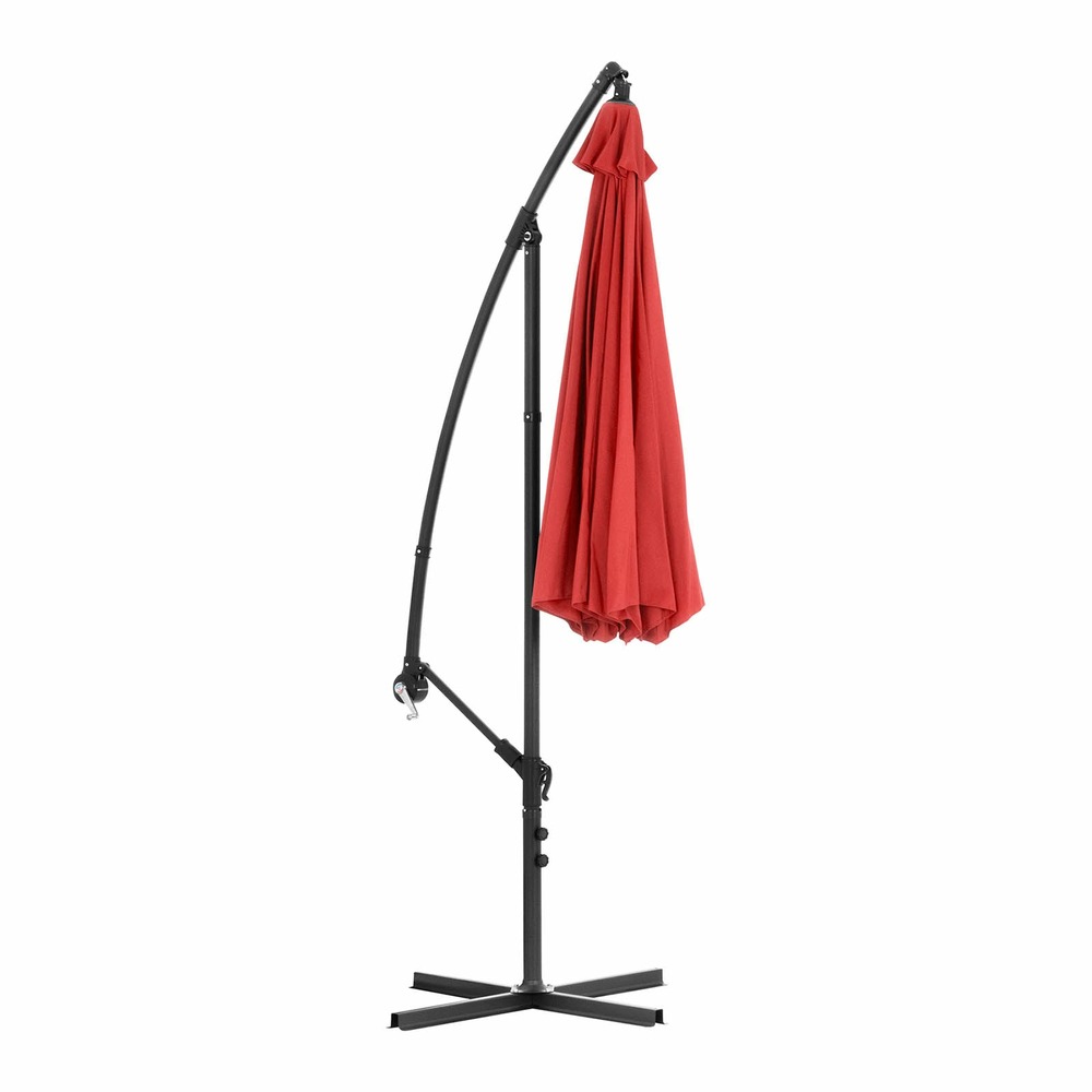 Parasol déporté - rouge - rond - diamètre 300 cm - inclinable