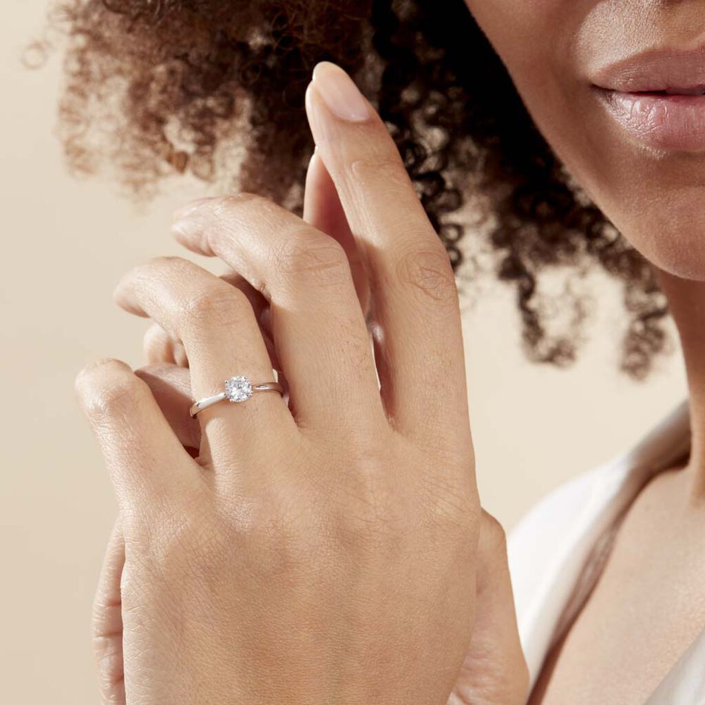 Bague Solitaire Elyana Argent Blanc Oxyde De Zirconium