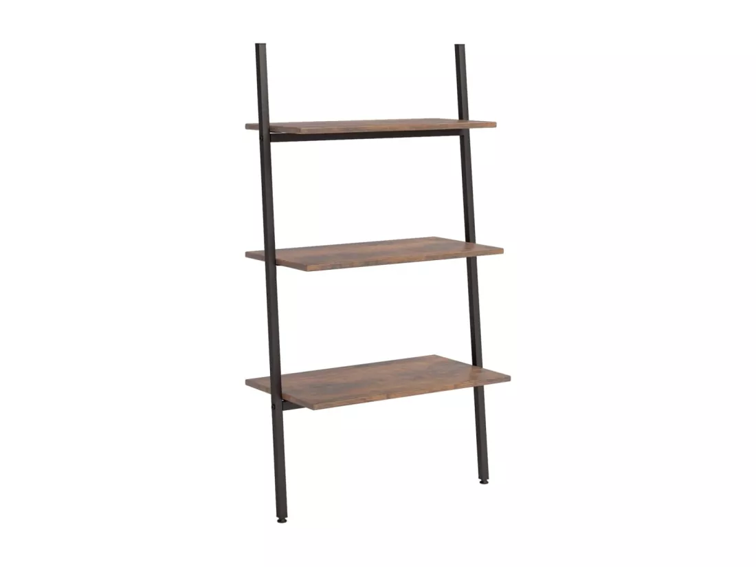 Étagère inclinée à 3 niveaux Marron foncé et noir 64x34x116 cm
