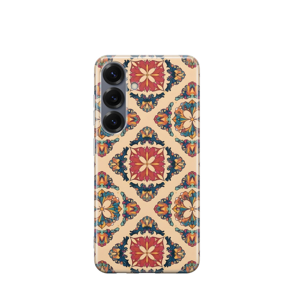 Samsung Galaxy S25 Gummi Hülle Majolika-Sinfonie der Farben - Braun