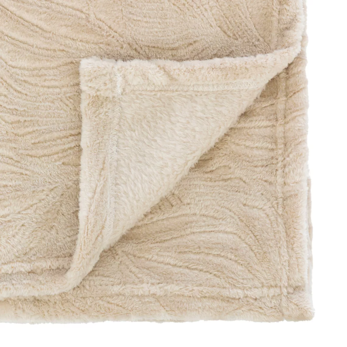 Plaid doux flanelle (125 x 150 cm) Ryo Beige