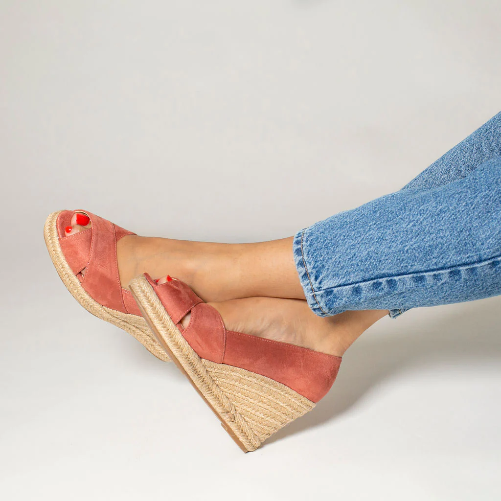 Sandales à talon, Compensées-Sandales compensées peep-toe Milena brique