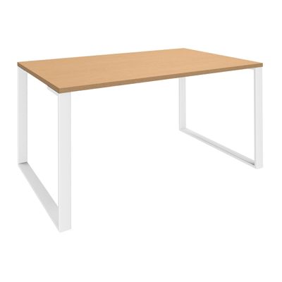 Bureau droit LOFTER - L80 cm - Plateau imitation Hêtre - pied Blanc