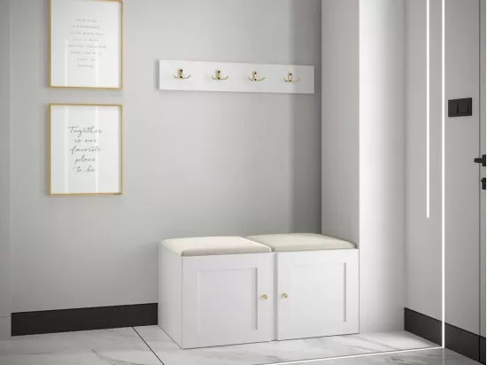 Meuble d'entrée Hartford 376, Brun clair|Blanc, MDF|Stratifié|Tapisserie